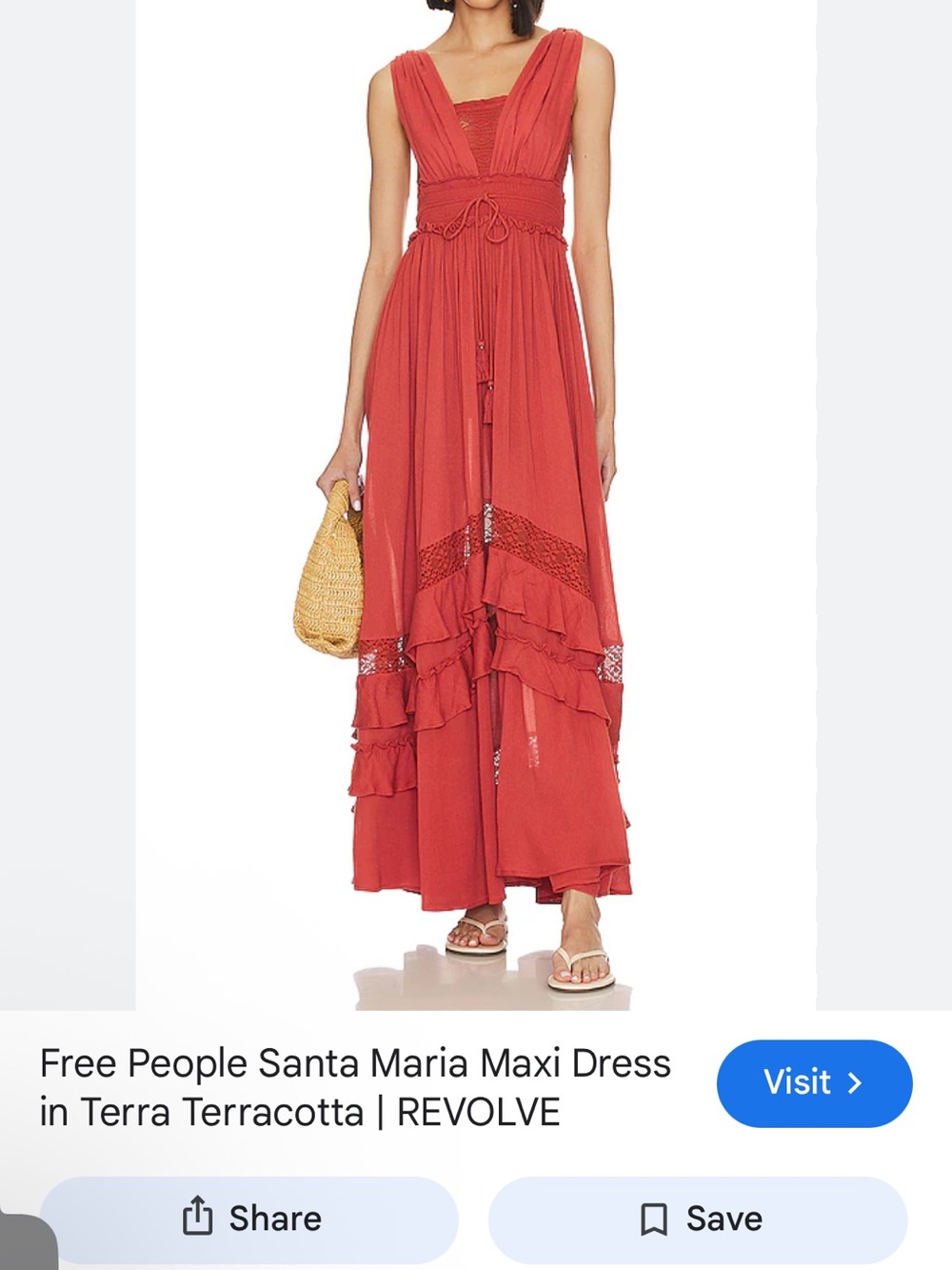 Free People Terra Terracotta Ruffled Maxi Dress
